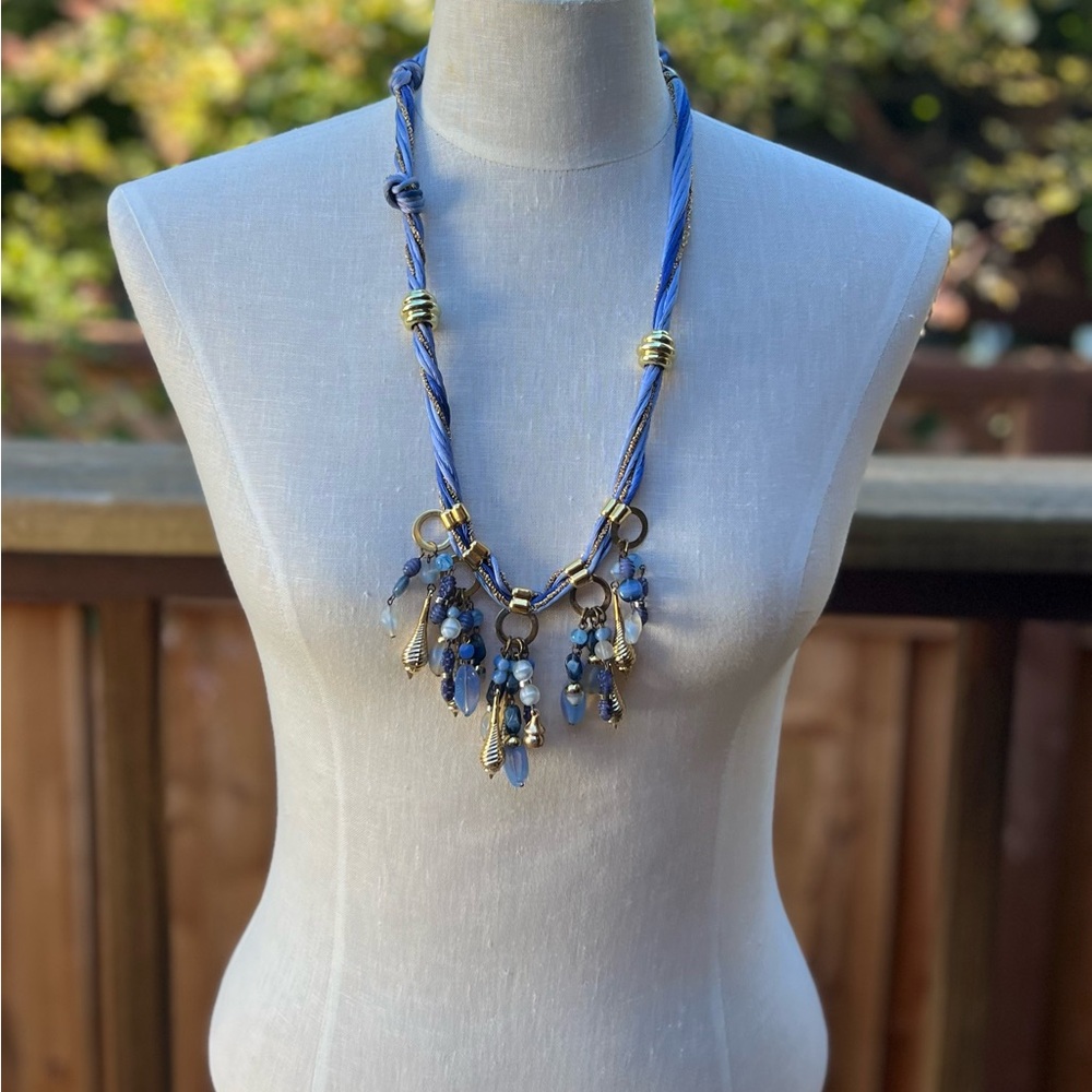 Blue and Gold Beaded Necklace